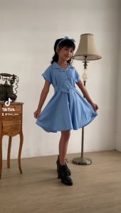 Dress Anak Perempuan Kasual Bonus Bandana Bahan Kain Katun Usia 1-8 Tahun 4140