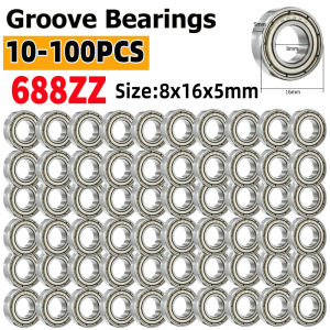10-100pcs Ball Bearings 688ZZ 8x16x5mm Deep Groove Carbon Steel Miniature Bearings For Skateboard Scooter 3D Printers Bearings