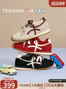 Teenmix Retro Thick Bottom High Toppling Shoes Womens Sports Shoes Fleece Lined Casual Sneakers Flat Heel round Toe Rubber Sole