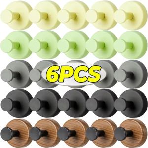 6PCS Suction Cup Hooks for Shower Waterproof Towel Clothes Holders Punch-free Wall Mount Hooks Reusable Home Bathroom Storage Hangers