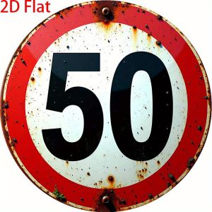 CIFbuy | Vintage 50th Birthday Metal Wall Sign 8x8 Inch Red Pre-Drilled Holes Home Bar Cafe Decor