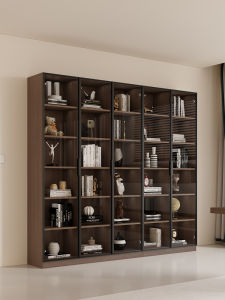 PAMEDI | Practical Wooden Bookcase with Glass Doors Living Room Storage
