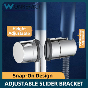 Snap-On Shower Head Holder Adjustable Slider Bracket Replacement 360° Rotation Bathroom Rail Rod Stand No Drill Universal