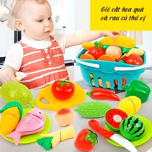 Đồ Chơi Cắt Hoa Quả Và Rau Củ 30 Món Set Cắt Trái Cây Bằng Nhựa ABS An Toàn Cho Bé