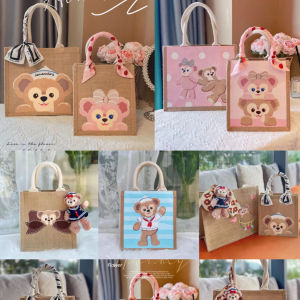 DIY Tote Bags Reusable Jute Bag Natural Burlap Sling Shoulder Bag Handbag with Soft Cotton