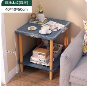 Wooden side coffee table modern simple shelf storage for bedroom living room sofa bedside table