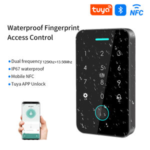 SF2 terproof Bluetooth Tuya APP Fingerprint Access Controller Standalone RFID Touch Keypad 125Khz+13.56MHz Door Opener System