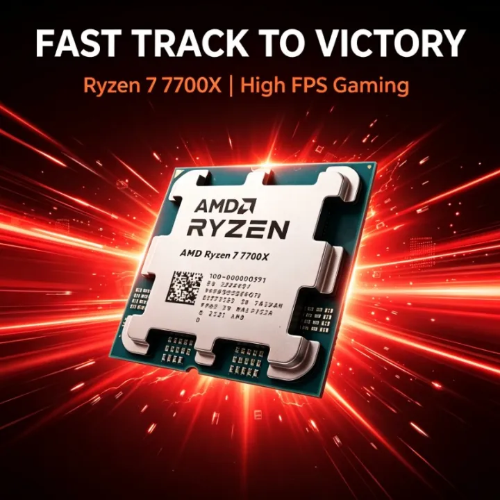 AMD | Ryzen 7 7700X AMD Desktop Tray Processor 8‑Core 16‑Thread 4.5GHz 5NM 32MB L3 Socket AM5 Without Cooler Compatible With DDR5 RAM