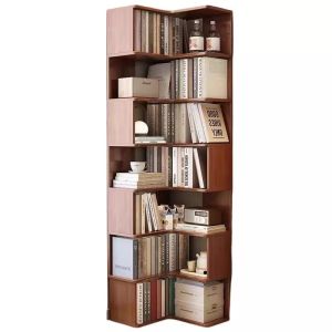 Corner Bookshelf Integrated Wall Mounted Bedroom Furniture L-Shaped Eco-Board Simple Modern Style Self-Assembly Required