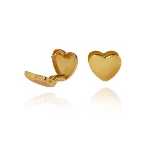 Solid Heart-Shaped Love Huggies Earrings Silver 18K Gold Plated • 316L Stainless Titanium Steel Waterproof Non-Tarnish Hypoallergenic Fashion Earring For Women ER396