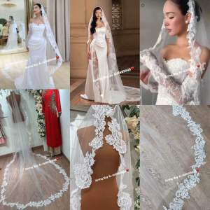 LÚP/VEIL TRẮNG REN CAO CẤP DÀI 3M PHỐI ÁO DÀI VÁY CƯỚI DẠ HỘI