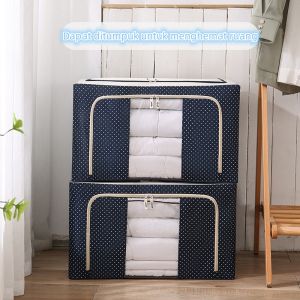 [Stok Lokal] lipat Storage Box box serbaguna kotak serbaguna tempat penyimpanan baju kotak penyimpanan mainan tahan air dan tahan lembab box frame baja ritsleting lapis ganda besar