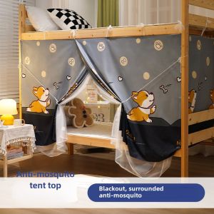 One-Piece Bed Curtain Mosquito Net Student Dormitory Single Female Bed Light Shade Upper Curtain Upper and Lower Bunk College Dormitory