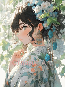 5D DIY Drill Diamond Painting Japanese Girl Full Crystal Mosaic Embroidery Art Cross Stitch Kit Home Decor Gift