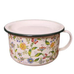 Thickened Enamel Bowl with Lid Old Style Noodles Soup Bowl Rice Cup Keeping Box Double Layered Rice Tub Iron Basin