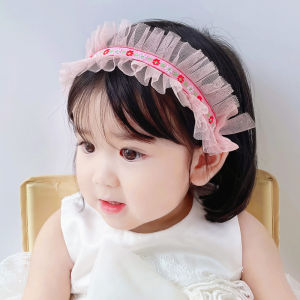 Sweet Princess Baby Girl Headband Wide Hairband Newborn Infant Protection Cap Lace Trim Adorable Hair Accessory for Kids