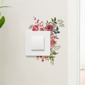 1 piece of pink peony flower light switch sticker - self-adhesive suitable for living room - modern home decoration