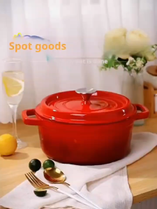 Enamel Pot Cast Iron Pot Household Soup Pot Cooking Pot Non Stick Uncoated Pot Multifunctional Kitchen Cooker