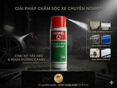 Sản phẩm làm sạch xe chuyên nghiệp Camel Chai xịt tẩy keo và nhựa đường dung tích 450ml.