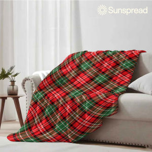 Beast Kingdom | Christmas Tartan Plaid Soft Warm Flannel Blanket Lightweight Cozy Christmas Halloween Home Decor Room
