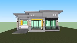 AP-08 แบบบ้านสำเร็จรูป สไตล์โมเดิร์น 3 ห้องนอน 2 ห้องน้ำ พื้นที่ 135  ตารางเมตร ตัวบ้านกว้าง 11 เมตร ลึก12.60 เมตร งบก่อสร้าง 1.2-1.5ล้าน นำไปยื่นขออนุญาตก่อสร้างได้ มีให้เลือกรายการBOQยื่นกู้ธนาคารยอด 1500000 บาท(มีให้เลือกแบบสลับด้านซ้ายมือขวามมือ)