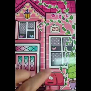 Đồ chơi giấy ngôi nhà búp bê giấy đồ chơi Tocaboca Peach Color House In Quiet Book