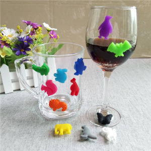 Creative Animal Silicone Suction Cup Wine Glasses Labels Party Markers Cup Stickers Identification Adhesive Labels Mofunyou