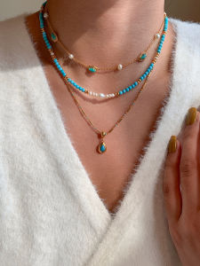 CAFFTI | Spring and Summer Accessories Pearl and Turquoise Necklace