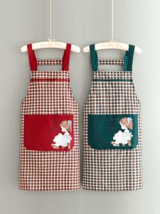 เสื้อกันเปื้อนครัวสไตล์เกาหลีสำหรับผู้หญิง ผ้าฝ้ายระบายอากาศได้ดี สายรัดบาง ป้องกันการเปื้อน สไตล์ใหม่ เสื้อคลุมทำงาน