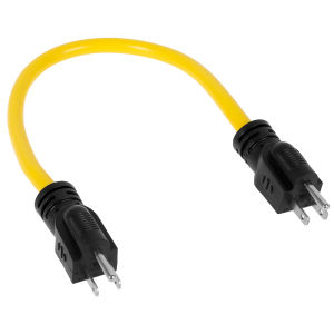 3 Prong Double Male Adapter Male to Male 5-15P Extension Cord 12AWG 125V US Plug Generator Cord for Transfer Switch Extension