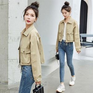 Big Brand Original Order Discount Leak-Picking 2024 Spring and Autumn Short Coat Loose Creamy-white Khaki Pink Colored Cotton Long Sleeves