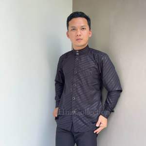 HM - Batik - Atasan baju kemeja koko pria terbaru motif batik mewah elegan minimalis kekinian kancing sultan premium import musli.
