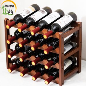 KUCA  Kệ để rượu bằng gỗ tre Giá tre để rượu vang xếp tầng tối giản dùng cho nhà hàng khách sạn phong cách châu Âu