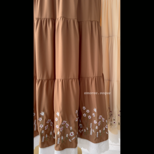Plus Size (3XL-6XL) Sulam Embroidered Silk Crinkle Crepe Side Pocket Ironless A Line Skirt Muslimah Kain (4158)