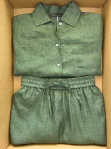 DANTING | Elegant Loose Casual Linen Outfit Green