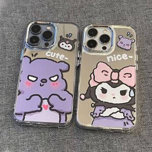 เคสโทรศัพท์มือถือซันฟิวเจอร์สีม่วงสำหรับผู้หญิง หน้าจอกระจกแบบสะท้อนแสง รุ่น Premium Couple สไตล์ K90 Xiaomi 17/15/14T