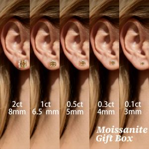 LAMVOICE Jewelry for Women/Stud Earrings with 0.2-4 Carat Golden Yellow Moissanite Hypoallergenic Earrings Christmas Gift for