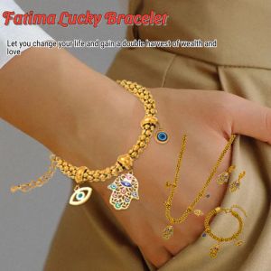 [Wealth Fortune Protection Code] Fatima Lucky Bracelet Money Magnet Lucky Charm Accessory Womens Bracelet Set