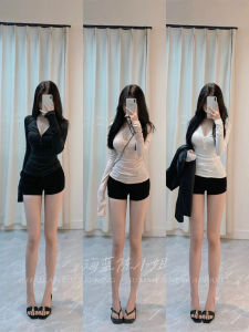 Áo Thun Dài Tay Cổ Chữ V Ôm Vừa Vặn Mềm Mại Mùa Thu Mới Đa Năng Áo Lót Co Giãn Hiệu Ứng Thon Gọn