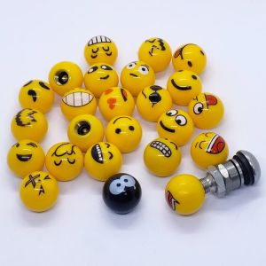 4Pcs/Set Aluminum Tire Valve Stem Caps Cute Smiley Ball Universal Fit Car Accessories for Cars Trucks Motorcycles Car Wheel