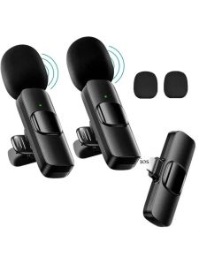 Basix Mini Wireless Lavalier Microphone Noise Cancelling for iPhone Android Cameras - Portable Wireless Mic for Live Interviews