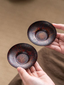 Rustic Iron Tea Cup Mat Vintage Tea Plate Luxury Circular Home Heat Insulation Pad Gongfu Tea Set Accessories Chinese Style