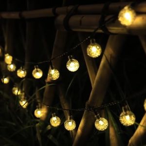 🎄🎅 Anymore Solar String Lights 100 LED Crystal Globe Lights Outdoor IP67 Waterproof Christmas Lights for Outdoor Home Lawn Wedding Patio Party and Holiday Decoration