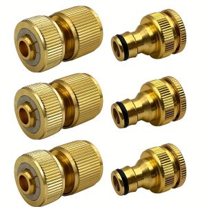 6/12pcs EU Standard Aluminum Hose Connector Set - 1/2 & 3/4 Tap Fitting + 1/2(13-16mm) Quick Connect for Garden Pipes