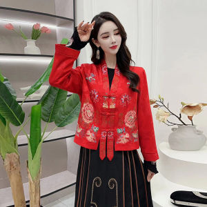 Retro Embroidered Short Jacket Chinese Style Mother Clothes Cotton Top for Middle-Aged And Elderly Autumn Fashion