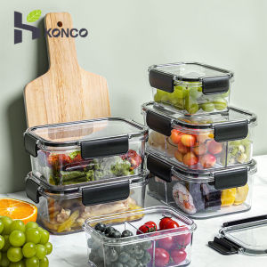 Konco กล่องเก็บตู้เย็นเก็บความสดกล่องเก็บของปิกนิกกล่องมีขอบปิดผนึกครัวกล่องข้าวกลางวันใสเกรดอาหารกล่องใส่อาหารที่จัดเก็บผลไม้