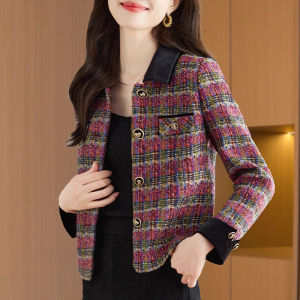 MAIMEI | Spring Fashion Outerwear Set Womens Fragrance Style Two-Piece Suit Luxury Brand High End Long Sleeve Polo Collar Polyester Fiber