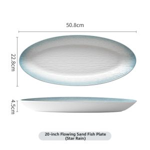 MOLORE | Underglaze Colored Nordic Style Large Oval Fish Plate