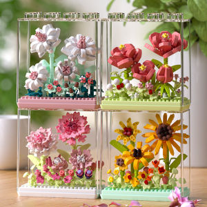 Creative building blocks Dream Flower Box Everlasting Flower Series Desktop Ornaments Girls Bouquet Gifts Assembled Toys