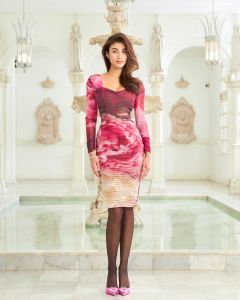 PETCHPLOY - Daisy Dress เดรสรุ่นlimited มาพร้อมลายพรินท์ดอก Peony จับจีบย่นแขนยาว เก็บหุ่น สีบานเย็นไล่โทนสวย